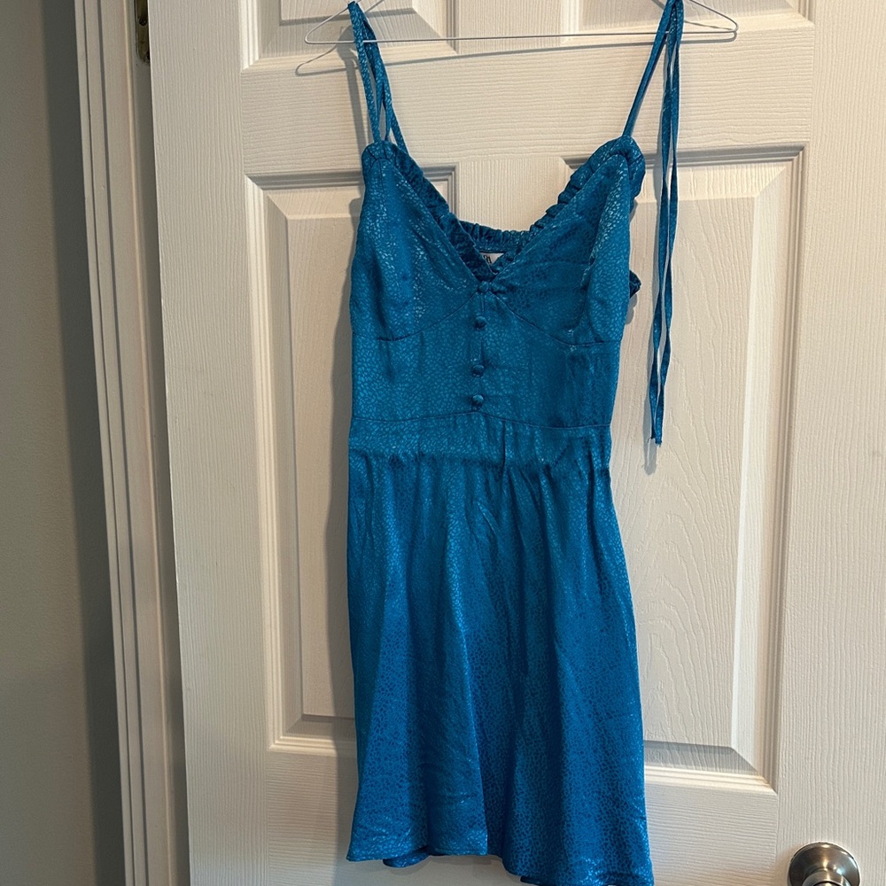 Zara Teal Textured Dress